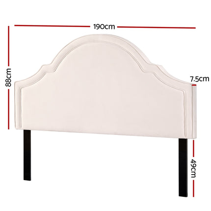 Artiss Bed Frame Bed Head Headboard King Velvet IRIS Beige 2