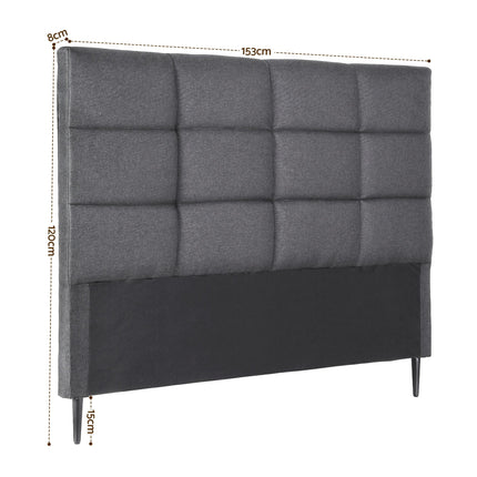 Artiss Bed Headboard Queen Bedhead Linen Fabric Charcoal 2