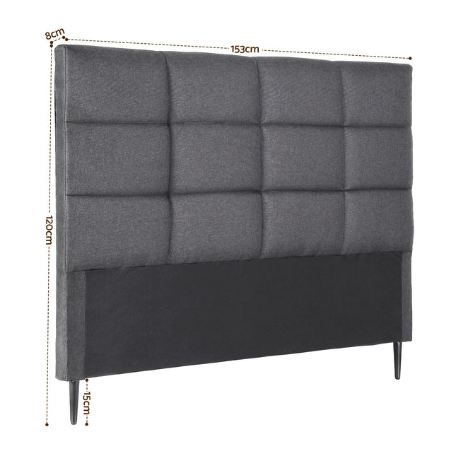Artiss Bed Headboard Queen Bedhead Linen Fabric Charcoal 2