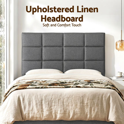 Artiss Bed Headboard Queen Bedhead Linen Fabric Charcoal 4