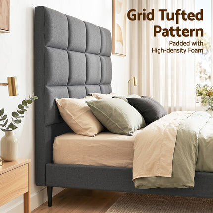 Artiss Bed Headboard Queen Bedhead Linen Fabric Charcoal 5