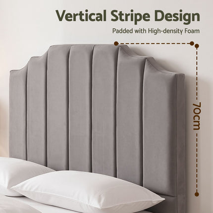 Artiss Bed Head Headboard Double Velvet 138CM - Grey 5