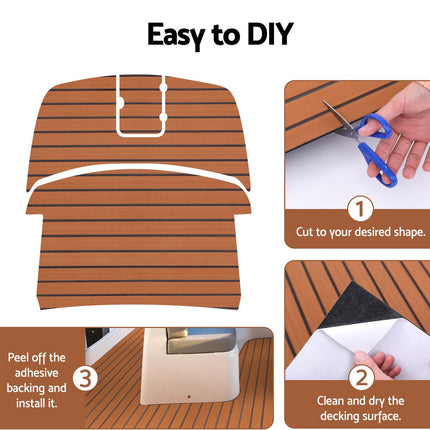 Seamanship EVA Foam Boat Flooring Mat Decking Sheet 240x90x0.6cm Dark Brown 6