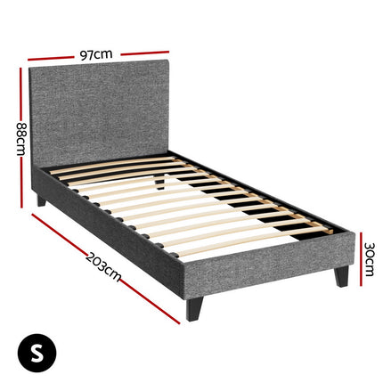 Artiss Bed Frame Single Size Grey NEO 2