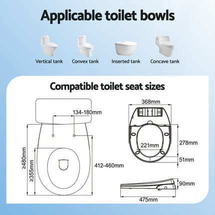 Cefito Non Electric Bidet Toilet Seat O-Shape Dual Nozzle Soft Close WaterMark DIY 3