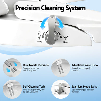 Cefito Non Electric Bidet Toilet Seat O-Shape Dual Nozzle Soft Close WaterMark DIY 6