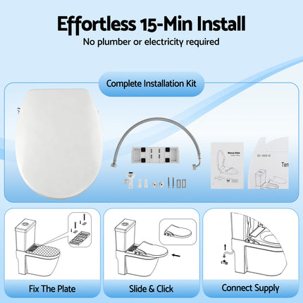 Cefito Non Electric Bidet Toilet Seat O-Shape Dual Nozzle Soft Close WaterMark DIY 8