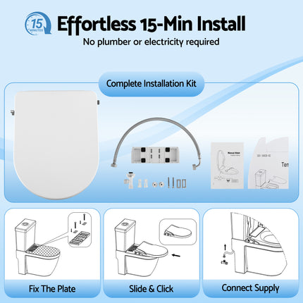 Cefito Non Electric Bidet Toilet Seat D-Shape Dual Nozzle Soft Close WaterMark DIY 8