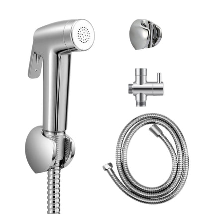 Cefito Handheld Bidet Sprayer for Toilet 1.5m Stainless Steel Hose Jet Spray for Feminine Wash Cloth Diaper Pet Bath Adjustable Pressure Bidet Attachment with G1/2 Valve Silver 2