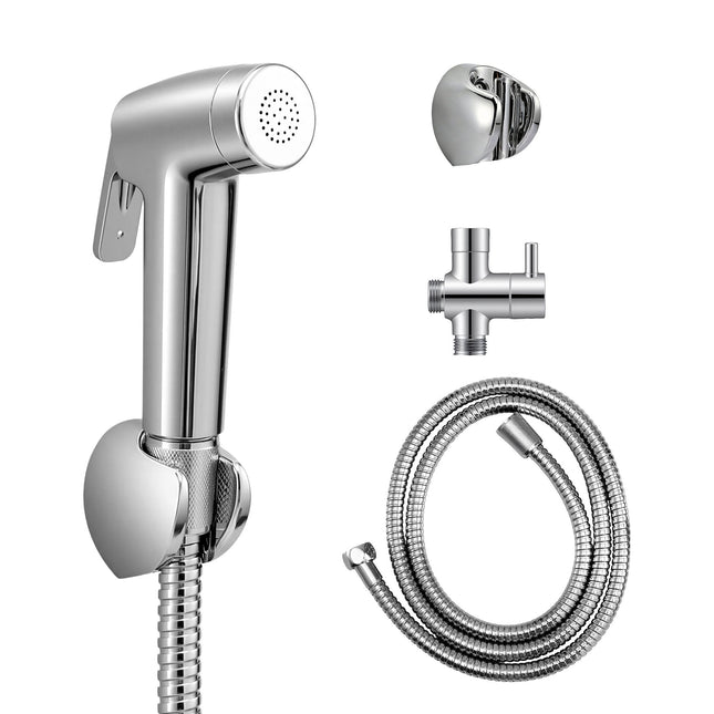 Cefito Handheld Bidet Sprayer for Toilet 1.5m Stainless Steel Hose Jet Spray for Feminine Wash Cloth Diaper Pet Bath Adjustable Pressure Bidet Attachment with G1/2 Valve Silver 2
