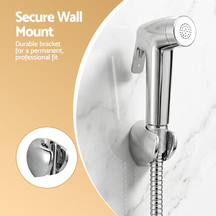 Cefito Handheld Bidet Sprayer for Toilet 1.5m Stainless Steel Hose Jet Spray for Feminine Wash Cloth Diaper Pet Bath Adjustable Pressure Bidet Attachment with G1/2 Valve Silver 8