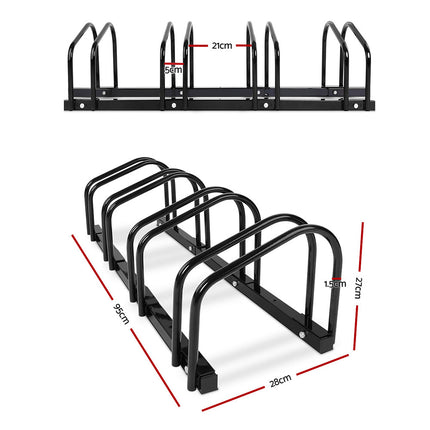 Weisshorn 4 Bike Stand Rack Bicycle Storage Floor Parking Holder Cycling Black 3