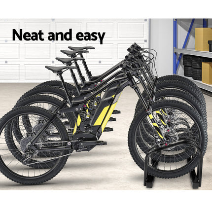 Weisshorn 4 Bike Stand Rack Bicycle Storage Floor Parking Holder Cycling Black 4