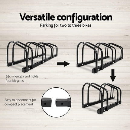 Weisshorn 4 Bike Stand Rack Bicycle Storage Floor Parking Holder Cycling Black 5