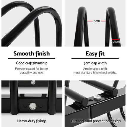 Weisshorn 4 Bike Stand Rack Bicycle Storage Floor Parking Holder Cycling Black 6