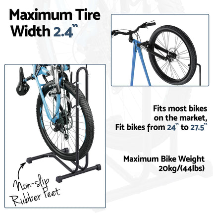 Weisshorn 4-in-1 Bike Parking Stand Vertical Floor Storage Rack for 24"-27.5" Bicycles, Adjustable Height Repair Maintenance Stand, Stable Indoor Garage Space Saver with Non-slip Rubber Feet 2