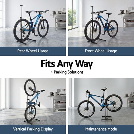 Weisshorn 4-in-1 Bike Parking Stand Vertical Floor Storage Rack for 24"-27.5" Bicycles, Adjustable Height Repair Maintenance Stand, Stable Indoor Garage Space Saver with Non-slip Rubber Feet 3