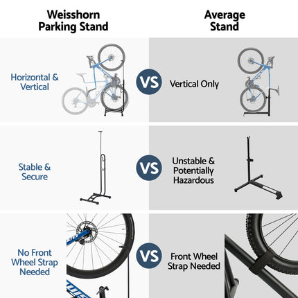 Weisshorn 4-in-1 Bike Parking Stand Vertical Floor Storage Rack for 24"-27.5" Bicycles, Adjustable Height Repair Maintenance Stand, Stable Indoor Garage Space Saver with Non-slip Rubber Feet 4