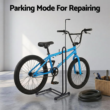 Weisshorn 4-in-1 Bike Parking Stand Vertical Floor Storage Rack for 24"-27.5" Bicycles, Adjustable Height Repair Maintenance Stand, Stable Indoor Garage Space Saver with Non-slip Rubber Feet 6