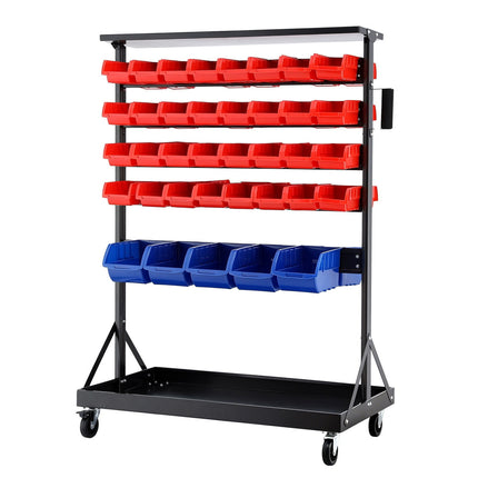 Giantz 74 Bins Storage Rack Double Sided Mobile Garage Workshop Tools Organizer 2