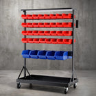 Giantz 74 Bins Storage Rack Double Sided Mobile Garage Workshop Tools Organizer