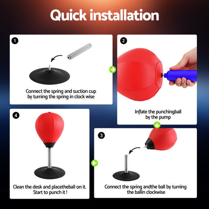 Everfit Desktop Punching Boxing Bag Stand Set with Pump Swivel Speed Balls 6