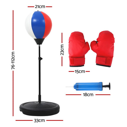 Everfit Kids Punching Bag Stand Set Adjustable 76-112cm with Gloves & Pump 2