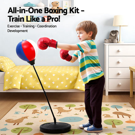 Everfit Kids Punching Bag Stand Set Adjustable 76-112cm with Gloves & Pump 5