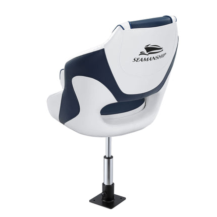 Seamanship Captain Bucket Boat Seats Flip Up Bolster Swivel 15cm Padding with Adjustable Pedestals 34–46cm Blue 3