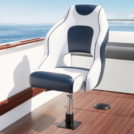 Seamanship Captain Bucket Boat Seats Flip Up Bolster Swivel 15cm Padding with Adjustable Pedestals 34–46cm Blue 8