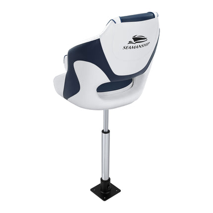 Seamanship Captain Bucket Boat Seats Flip Up Bolster Swivel 15cm Padding with Adjustable Pedestals 55–75cm Blue 3