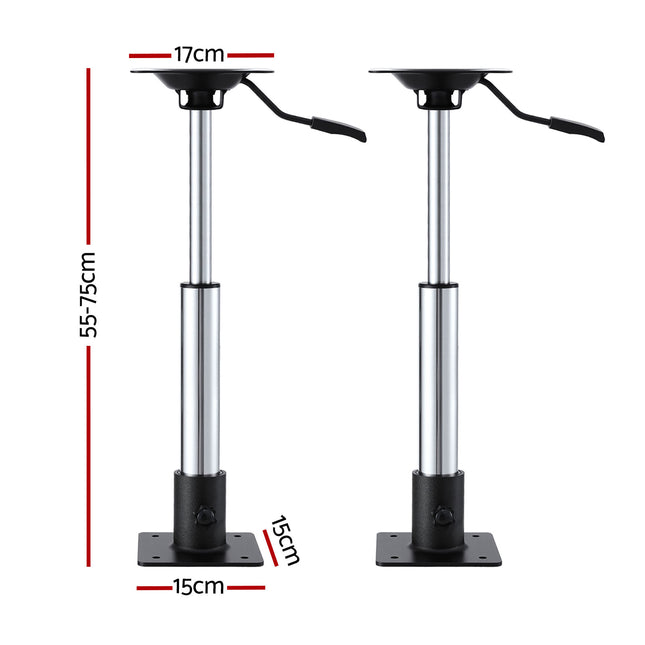 Seamanship Boat Seat Pedestal 55–75cm Adjustable Gas Lift 360 Degrees Swivel 2 Pack 2