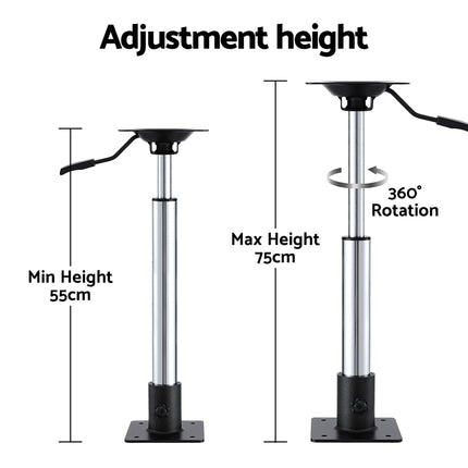 Seamanship Boat Seat Pedestal 55–75cm Adjustable Gas Lift 360 Degrees Swivel 2 Pack 6