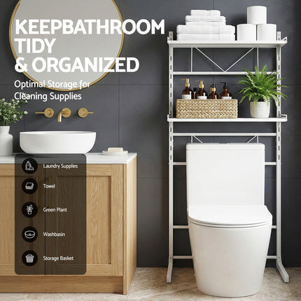Artiss Over Toilet Bathroom Storage Shelf Rack Over Toilet 2 Tier 5
