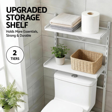 Artiss Over Toilet Bathroom Storage Shelf Rack Over Toilet 2 Tier 6
