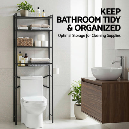 Artiss Over Toilet Bathroom Storage Rack Space Saving 4 Tier Organiser White 5
