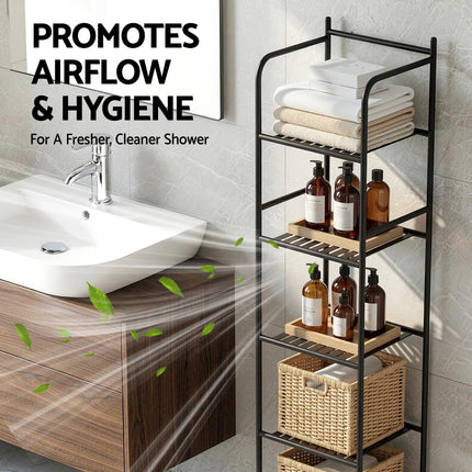 Artiss 5 Tier Floor Standing Corner Shower Caddy Bathroom Organizer Black 8
