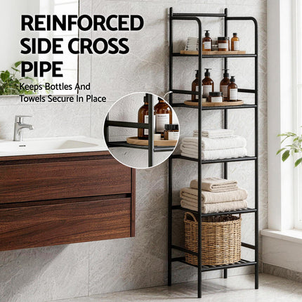 Artiss 5 Tier Floor Standing Corner Shower Caddy Bathroom Organizer Black 9