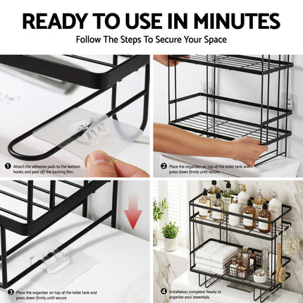 Artiss Over Toilet Storage Rack Bathroom Shelf Organizer 2 Tier 8