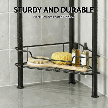 Artiss 4 Tier Floor Standing Corner Shower Caddy Bathroom Organizer Black 7