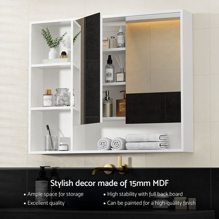 Cefito Bathroom Mirror Cabinet 100CM Vanity Medicine Wall Mounted Storage White 4