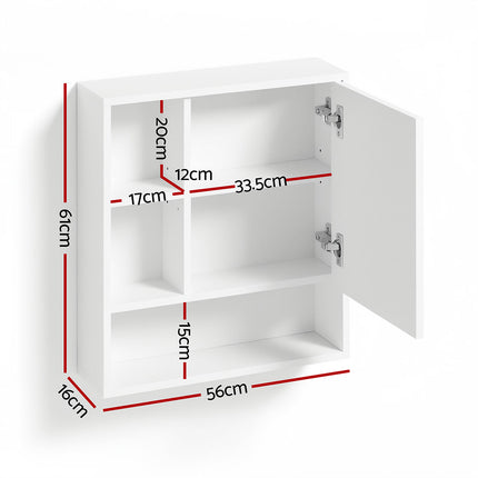 Cefito Bathroom Mirror Cabinet Mirrored Medicine Adjustable Shelf Wall Mounted 560mm White 2
