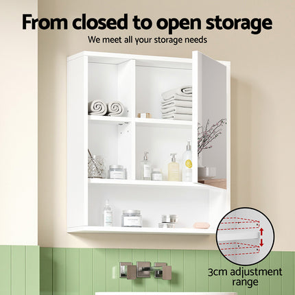 Cefito Bathroom Mirror Cabinet Mirrored Medicine Adjustable Shelf Wall Mounted 560mm White 6