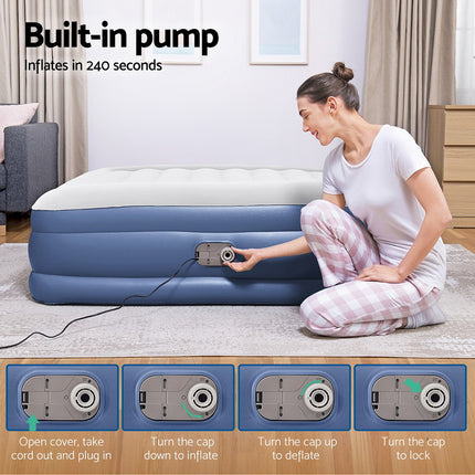 Bestway Air Mattress Queen Inflatable Bed 46cm Airbed Blue 6
