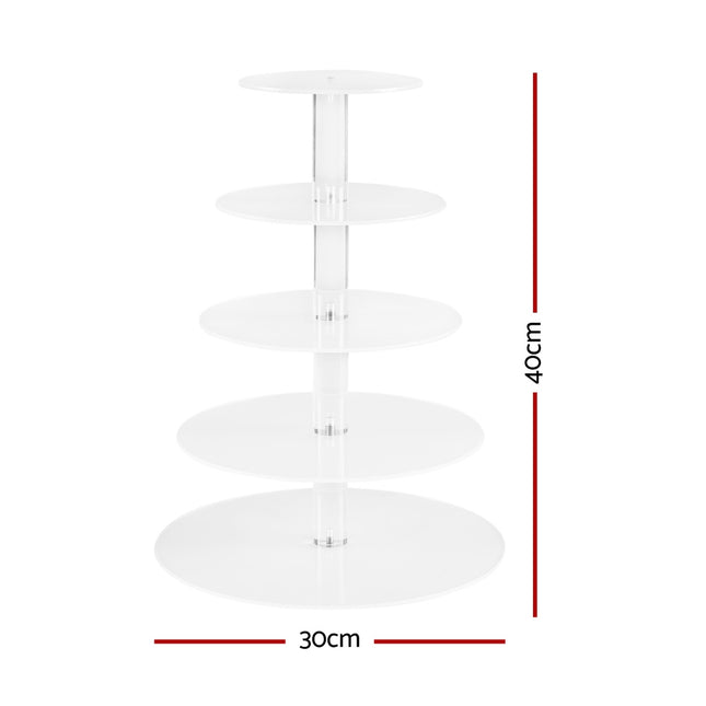 5-Star Chef Cake Stand 5 Tiers Acrylic Holder Display Round Clear Wedding Party 2