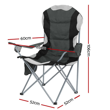 Weisshorn Camping Folding Chair Portable Outdoor Hiking Fishing Picnic Grey 2pcs 2