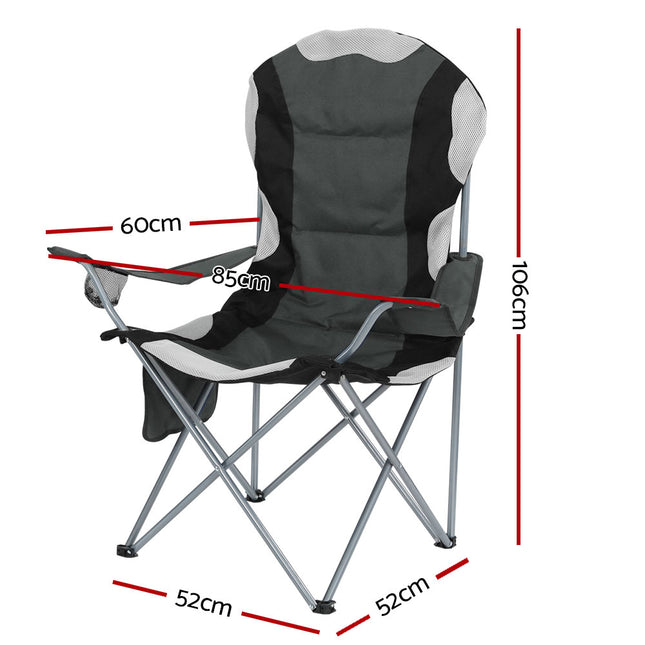 Weisshorn Camping Folding Chair Portable Outdoor Hiking Fishing Picnic Grey 2pcs 2