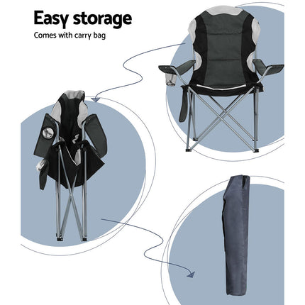 Weisshorn Camping Folding Chair Portable Outdoor Hiking Fishing Picnic Grey 2pcs 7