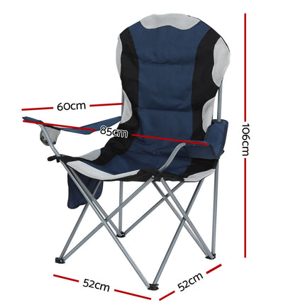 Weisshorn Camping Folding Chair Portable Outdoor Hiking Fishing Picnic Navy 2pcs 2