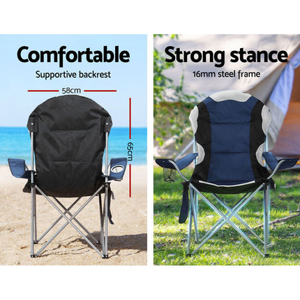 Weisshorn Camping Folding Chair Portable Outdoor Hiking Fishing Picnic Navy 2pcs 5